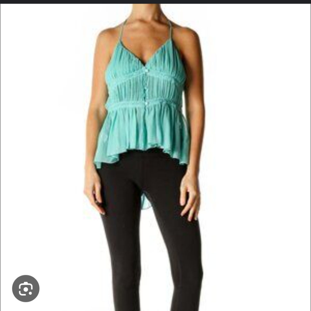 Green Ruffle Hem Tank Top